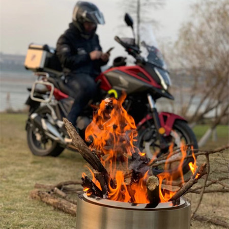 18 Inch Stainless Steel Smokeless Fire Pit BBQ , 33cm Bonfire Backyard Fire Pit