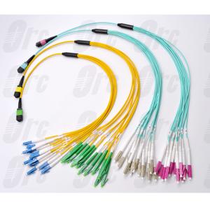 MPO / APC / F - LC Breakout Fiber Optic Cable , Low Loss Optical Breakout Cable