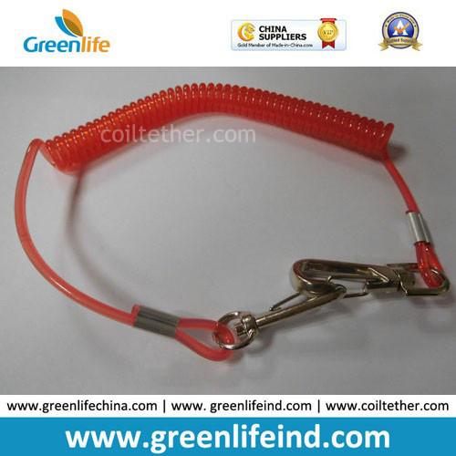 Plastic Bungee Coiled Cord W/Colored Carabiner Hook Simple Tether Leash