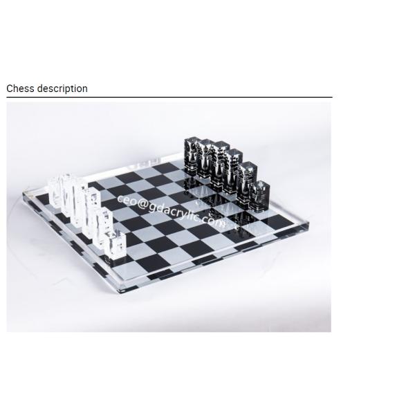 Wholesale Creative Black White Printing Clear Crystal Acrylic Chess Set