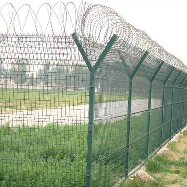 Double Wire Airport Security Fencing 1.2m 1.8m 2.0m Barbed Wire Fence