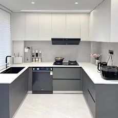 Wholesale White U-Shaped Melamine Wooden Kitchen Cabinets Modern Villa Kitchen Design