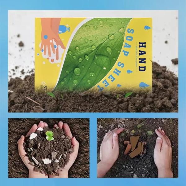 Hojas portátiles de jabón para manos de plástico libre de plástico ecológico y papel de jabón para lavado de manos