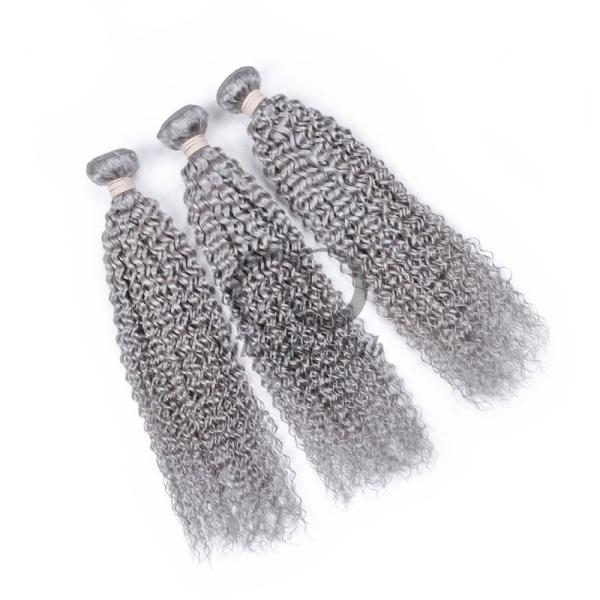 Grey Kinky Curly Remy Human Hair Bundles Sew In Weave Bundles Brazilian Bundle Deals