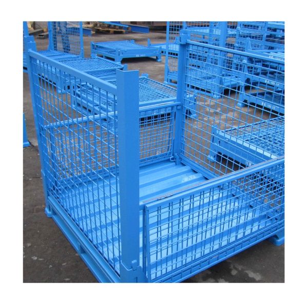 Foldable Metal Storage Bin from Chinese Manufacturer, Stackable Mesh Container for Warehouse Goods and Storage Equipment