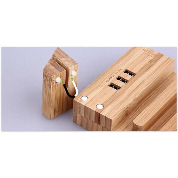 Wood USB Charging Station , Apple Watch Charging Slot Phone Charging Docking Station