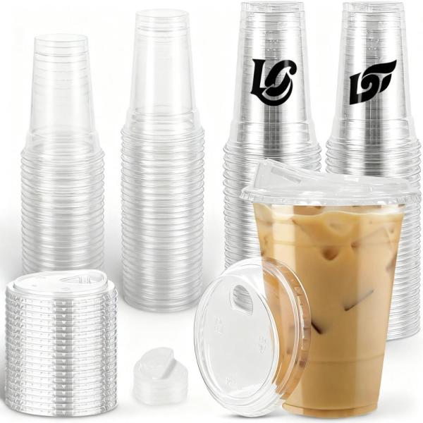 Multi-size PET Cups Wholesale 16oz Transparent Milk Tea & Coffee Cold Drink to Go Plastic Cups
