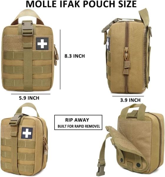 1000D Molle Ifak Pouch Rip Away, Tactical Tear Away Medical Pouch Empty, ornaments First Aid Pouch Bag Only for Camping