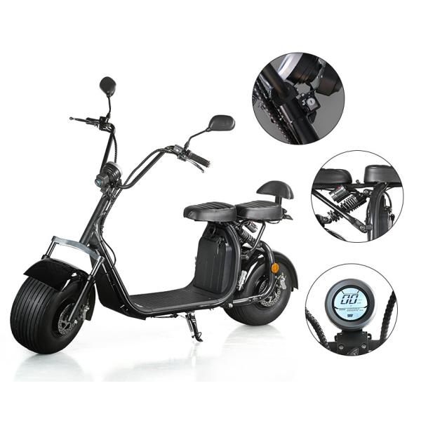 EcoRider 60v 12ah 1000W Battery Powered Scooter Brushless Hub Motor 18Inch Fat Tires