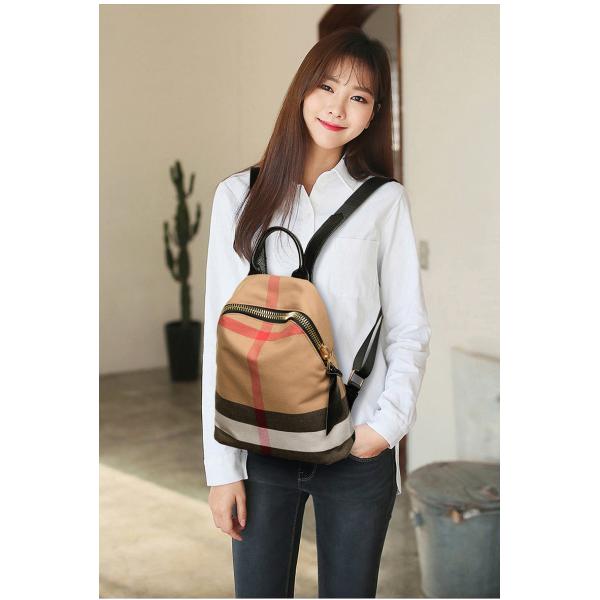 Women Leisure Backpack Style Plaid CanvasBackpack Mommy Bag School Feng Bag