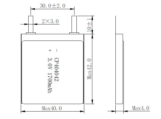 Клетка батареи CP404040 CP404042 3.0v 1700mah ультра тонкая не перезаряжаемые