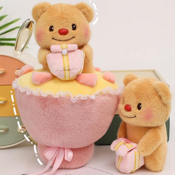 Bonita muñeca de osos de mantequilla muñeca de ramos de peluche muñeca de tela de juguete china día de San Valentín 520 regalo novia