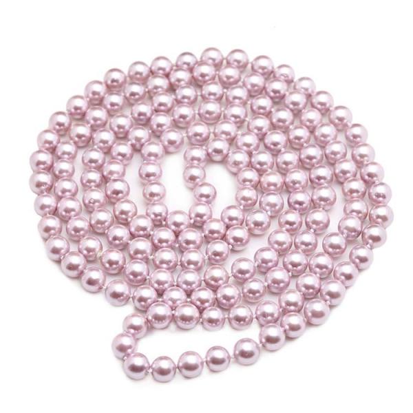 Luxury Purple Round 8mm Shell Pearl Sweater Necklace 55 Inches (N08633)