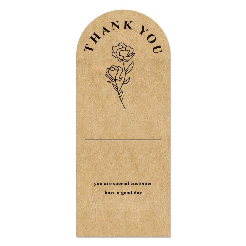 Kraft Paper Thank You Stickers With Arch Top For Gift Box And Retail Packaging
