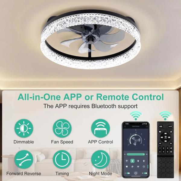 Certificado de lámpara dorada blanca y negra para el hogar moderno de fábrica, ventiladores de techo de 48W, reemplazo, 5CCT ajustable con interruptor DIP, luces de techo