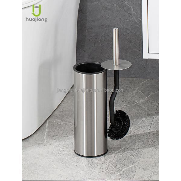 Silver Curved Design Toilet Cleaning Brush with Holder Stainless Steel OEM Acceptable