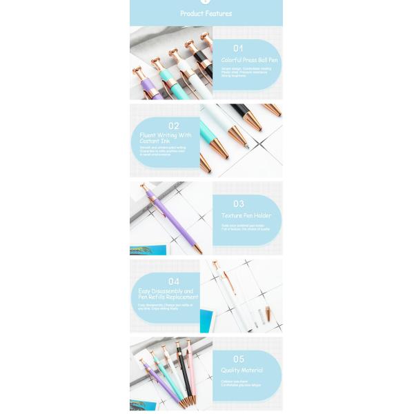 Macaron Color Press Metal Ball Pen With Golden Clip Fancy Portable Gift Pens