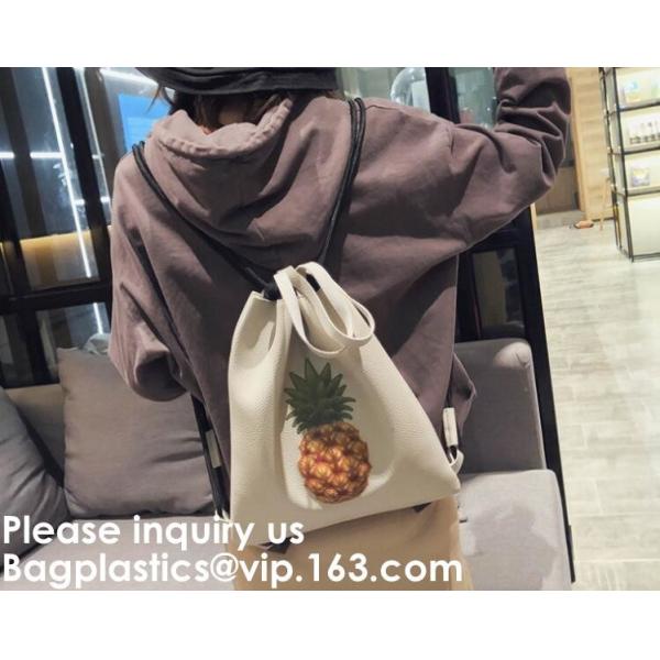 Leather Backpack Women Drawstring Bag New Travel Bag PU Backpack Women Party School Bags For Teenagers, bagease package