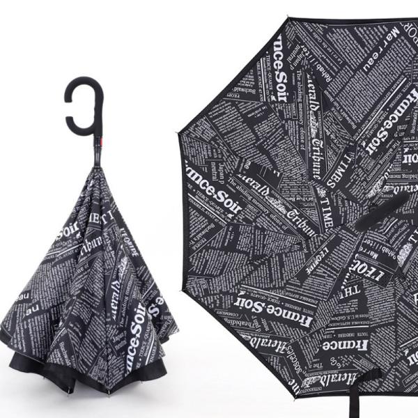 Unbreakable Windproof Double Layer Umbrella Customized Logo Printing with Rubber C Handle