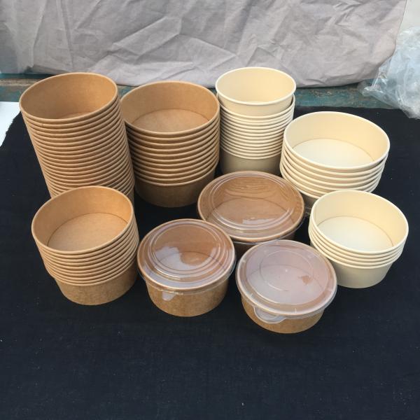 bacia de salada do papel de embalagem de 165*145*66cm 34oz com o revestimento amigável do Pe de Eco da tampa clara