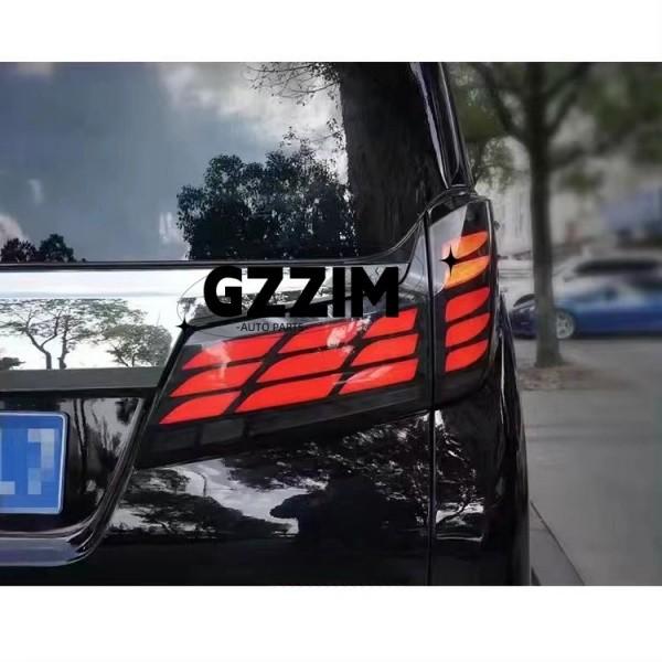 Lâmpadas traseiras LED de plástico de ABS preto vermelho para carros para Alphard 2015-2022 Atualização para 2024