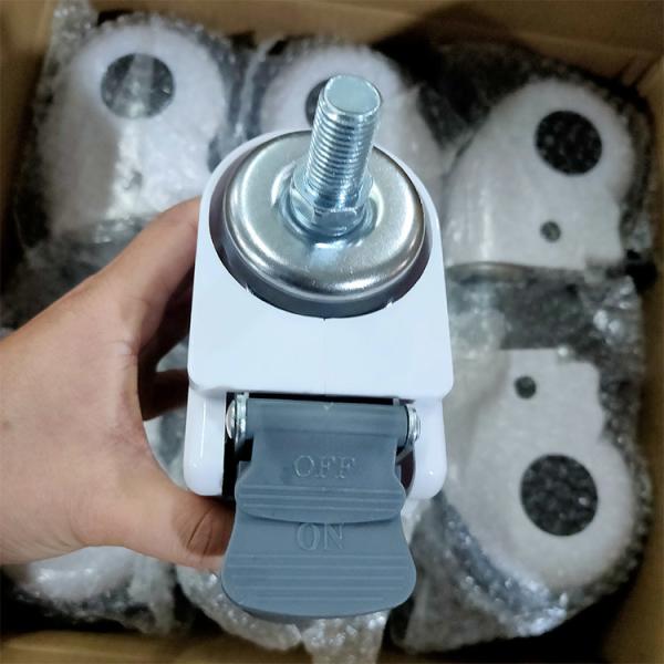 3 4 5 Medical Casters OEM Threaded Stem Silent Hospital Bed Castors With Nylon Brake