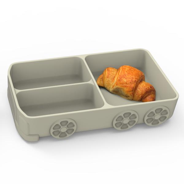 Cartoon Cute Silicone Suction Plate Car Shape For Baby Eating Food