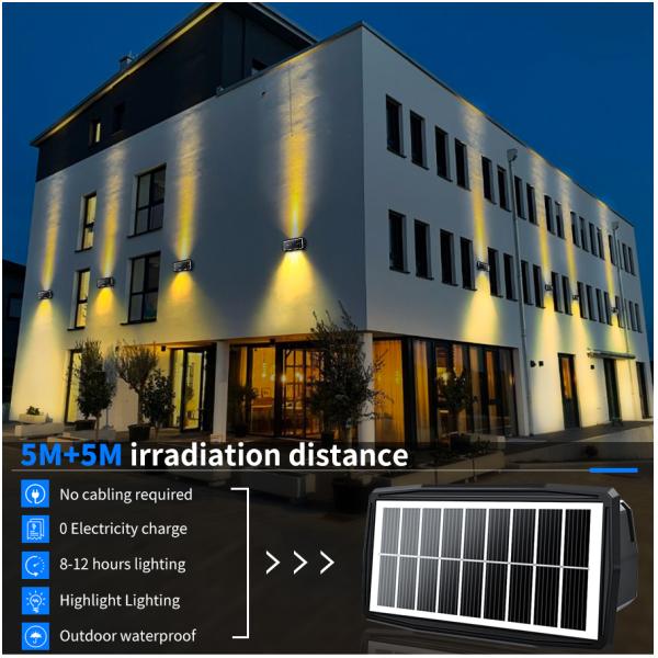Villa Highlight Wall Garden Solar Courtyard Light with 80 Ra Color Rendering Index