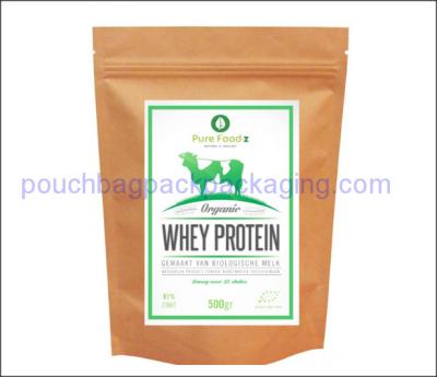 Kraft packaging bag, paper stand up pouch, kraft doypack for protein