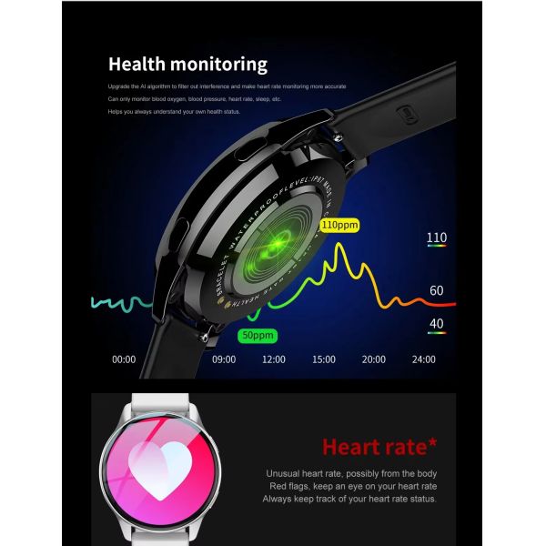 Eraysun T2 Pro Luxury SmartWatch Waterproof Women Fitness Reloj Sports Touch Screen Fashion Round Man Women Smart Watches