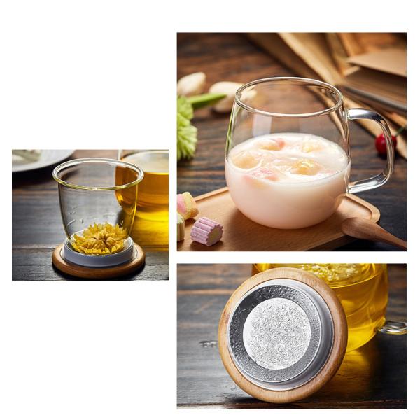 Чашка чая с Инфузер, рука бамбуковой ясности крышки стеклянная дунутый создатель чая офиса