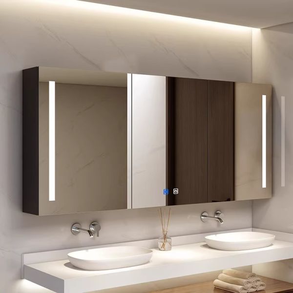 Custom-Size Modern Bathroom Medicine Cabinet Smart Multi-Function Toilet Mirror Touch Sensor Switch Water Apartment Villa