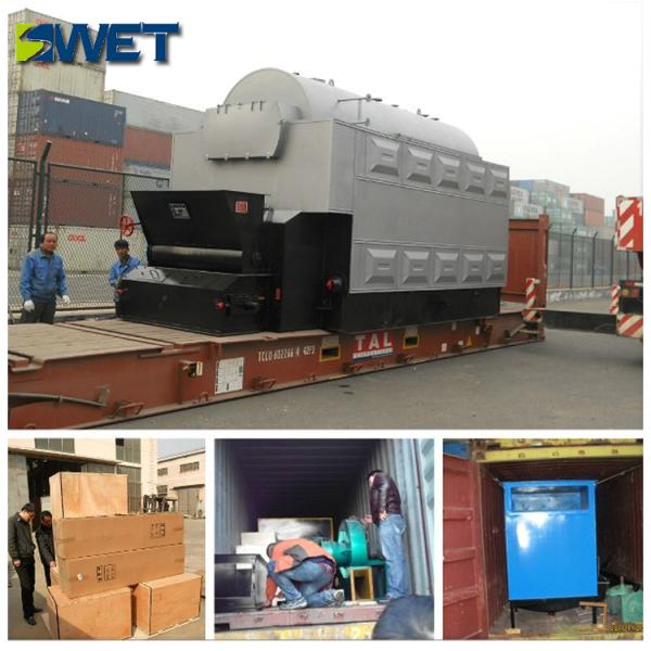 Waste Sawdust Fired Boilers , Automatic Feeding Wood Burning Steam Boiler