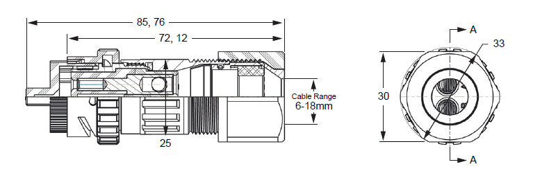 Amphe-OBTS Series Power Connector 2 Way 48V DC Plug C10-730511-Z2S / Z2P For Cell Tower