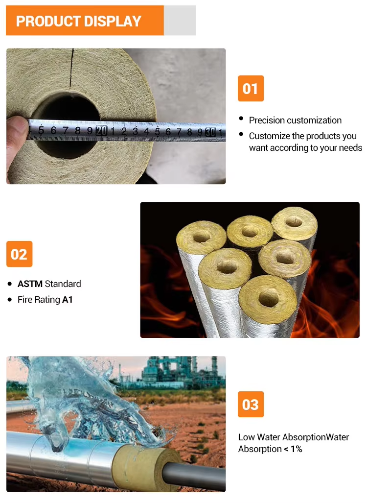 Mineral RockWool Insulation Steam Pipe Insulation Rock Wool Tube