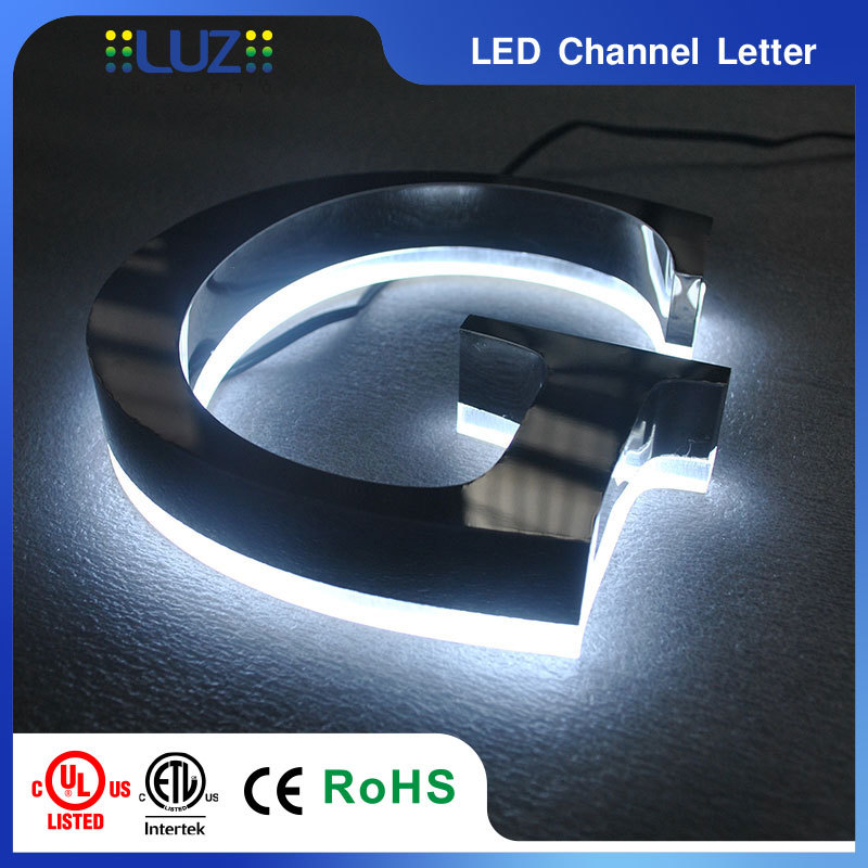 Custom 3D Solid Acrylic Backlit Letters, Illuminated Channel Sign for Commercial Building