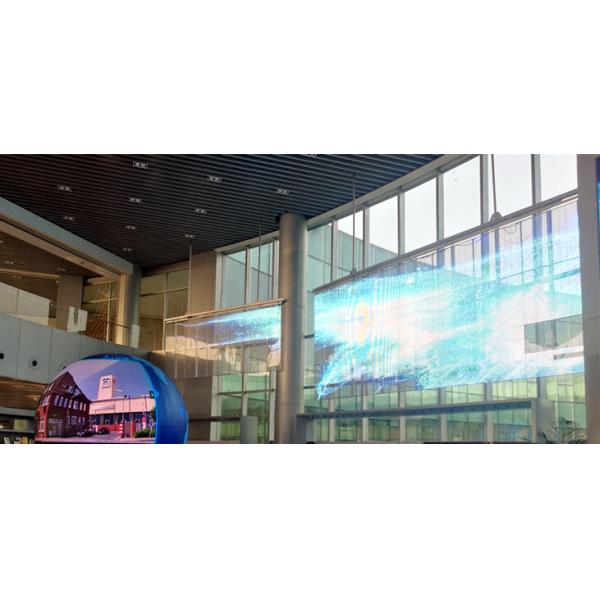 P8mm Transparent Video Glass Screen LED Media Wall 7200dots/㎡