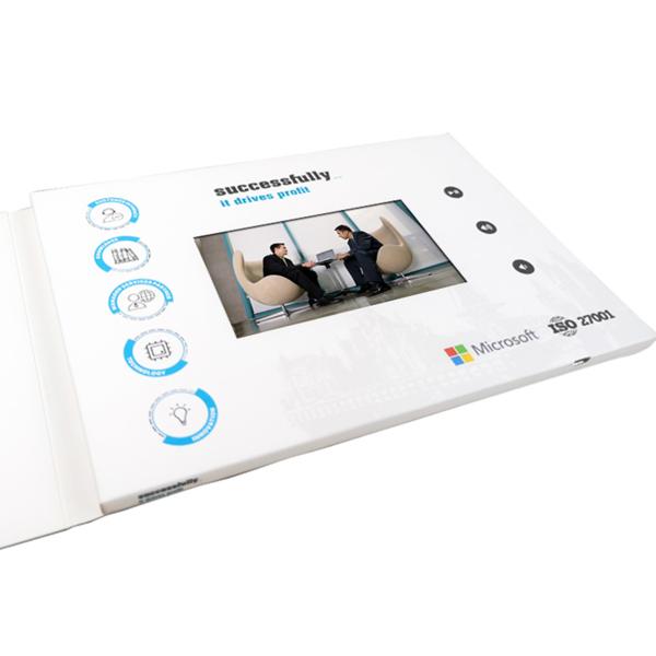 Tarjeta de folleto de vídeo LCD con capacidad de memoria de 128MB-32GB, tarjeta de visita de vídeo LCD a color personalizado
