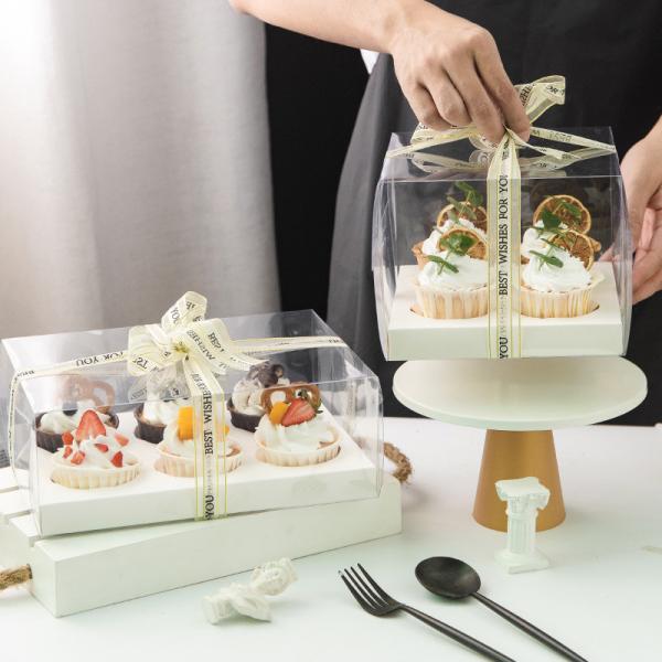 Складчатость коробки пирожного ЛЮБИМЦА OEM прозрачная ясная уносит с ручкой рассекателя