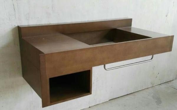 Floating Modern Bathroom Vanity Cabinets Brown Color With Professional Custom