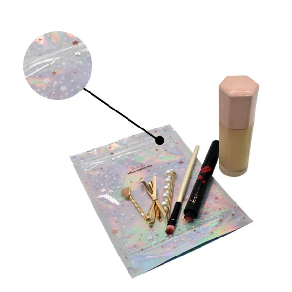 Holographic Transparent Hot Stamping Print Mylar Zipper Bag