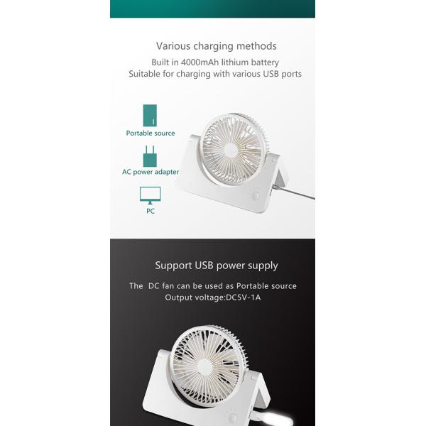 Big Airflow USB Rechargeable Mini Fan , Multi Speed Mini Rechargeable Table Fan
