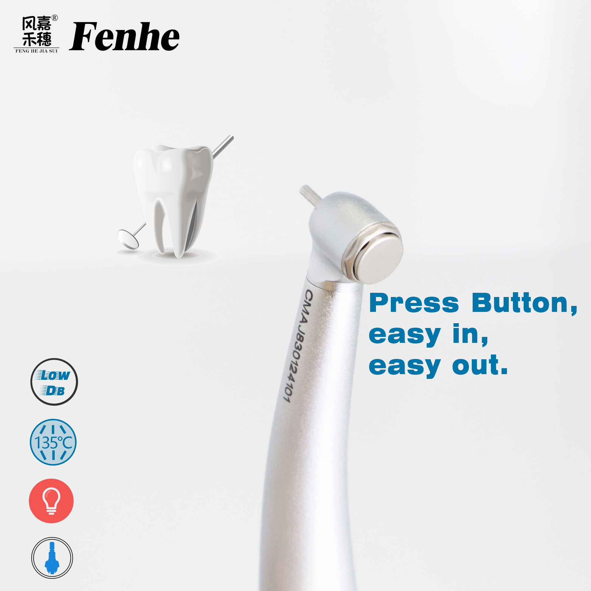 Ceramic Bearing Dental High Speed Handpiece with 390-420nm Wavelength and Kavo-type Connection