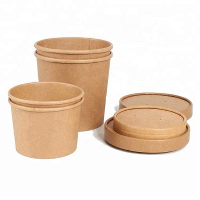 Customized Disposable Kraft Paper Salad Bowl With Lid For Food Paper Container