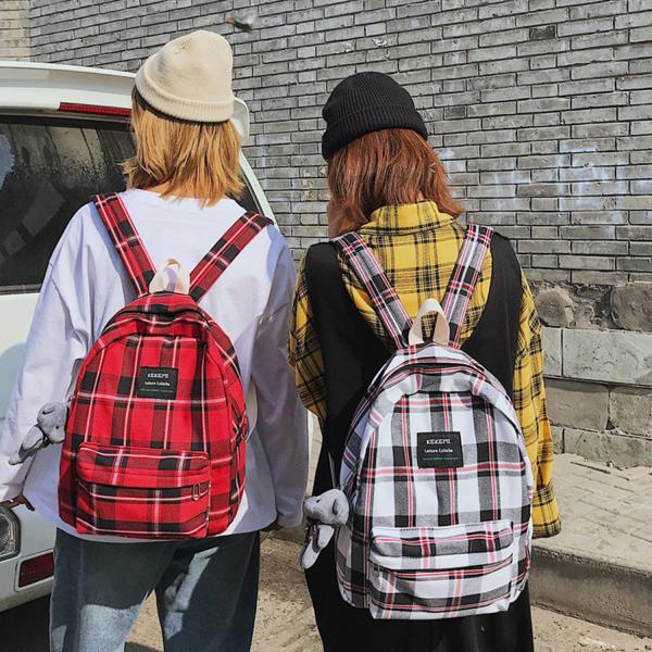 Bag female Korean version of junior and senior high school students wind small fresh day department checked backpack