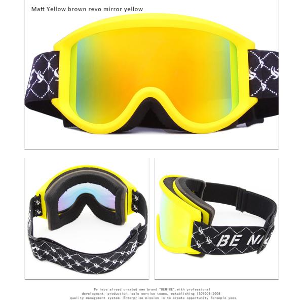 Yellow Color Anti Fogsnow Goggles , Ski Glasses Breathable For Outdoor Sports