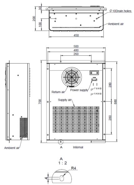 Permutador de calor de alumínio do armário de DC48V 60W/K