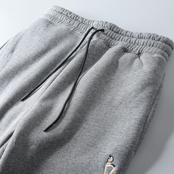 100% Cotton Embroidery Men's Fleece Lined Joggers Padded Warm Pants Trousers for Mid Waist
