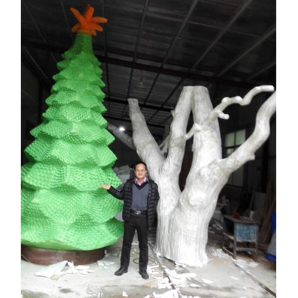 customize size fiberglass green large christmas tree  as decoration statue in garden /shop mall/ supermarket