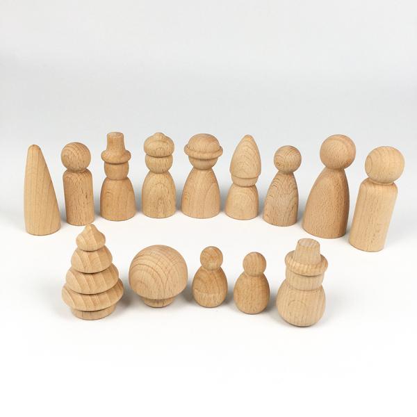 Custom Size Accepted Wooden Man Woman Peg Dolls People Figures for DIY Painting Craft